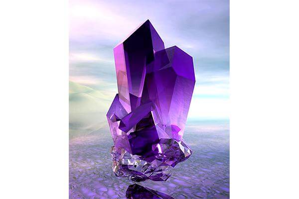 A crystal hovering over still water